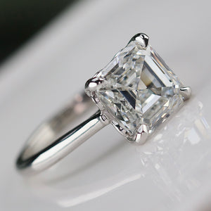 MANOR ROYAL: The Victoria -4.43ct Asscher cut lab grown diamond ring in platinum