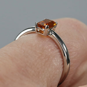 Citrine solitaire ring in white gold