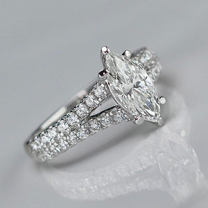 Vera Wang Designer Lab Grown Marquise diamond ring in 14k white gold