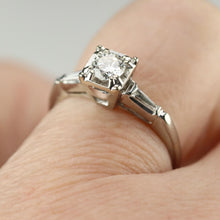 Load image into Gallery viewer, SPECIAL: Vintage earth mined diamond solitaire ring in 18k white gold