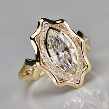 Load image into Gallery viewer, MANOR ROYAL: The Sienna - 1.64ctw Marquise lab grown diamond halo ring in 14k yellow gold