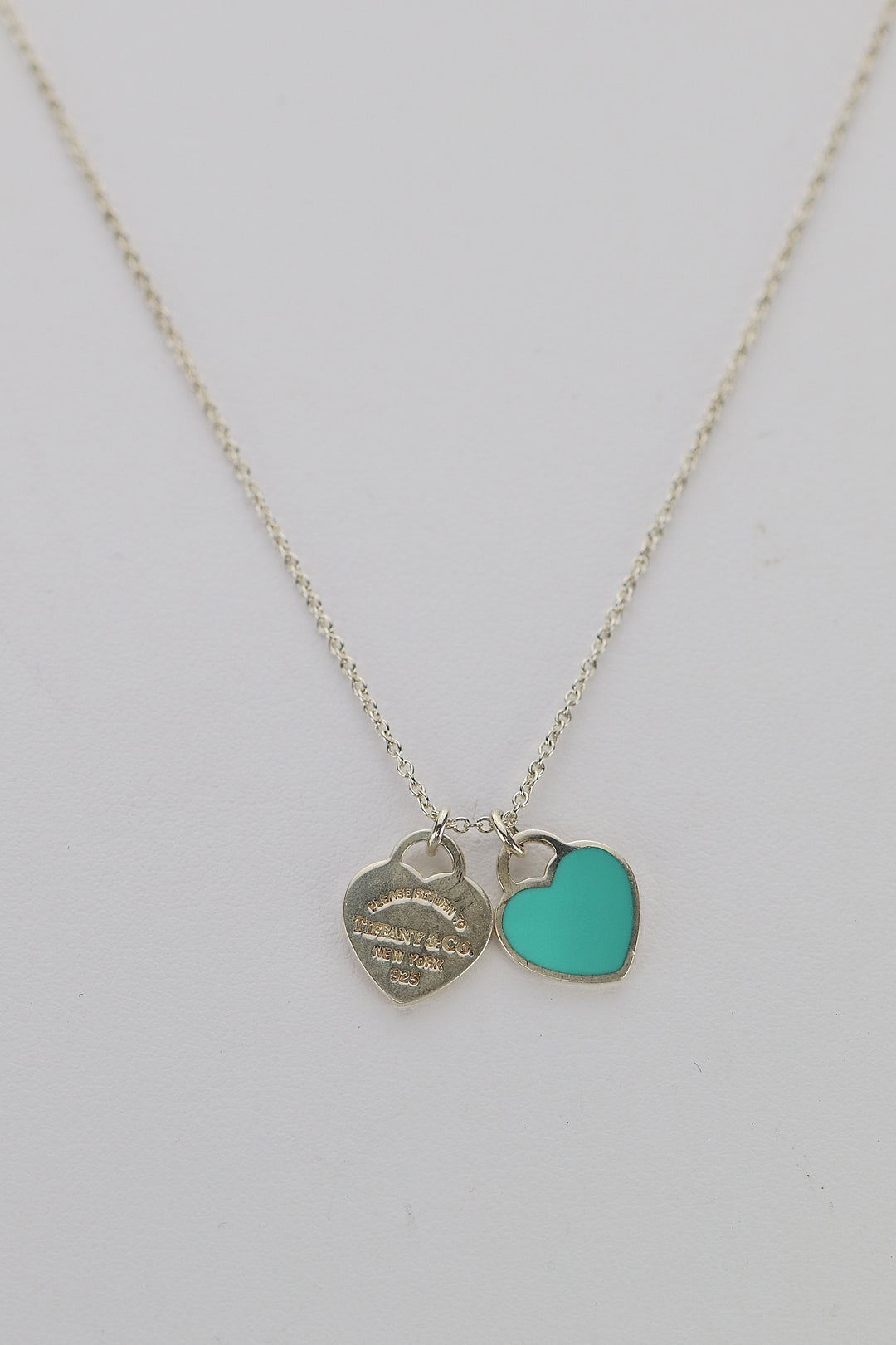 FOR CLAY: Tiffany blue enamel sterling silver heart necklace