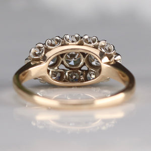 Vintage princess style single cut diamond ring in 14k yellow and white gold