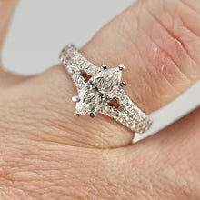 Load image into Gallery viewer, Vera Wang Designer Lab Grown Marquise diamond ring in 14k white gold