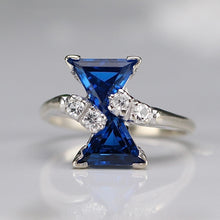 Load image into Gallery viewer, Vintage lab grown unusual blue and white spinel ring in white gold