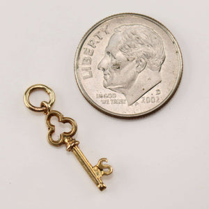 Vintage Initial S key charm in yellow gold