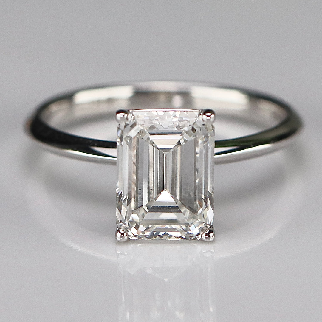 SPECIAL: 3ct emerald cut lab grown solitaire diamond ring in 14k white gold