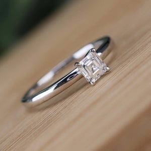 SPECIAL!  Lab grown diamond asscher solitaire ring in 14k white gold