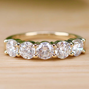 Lab grown 1.875ctw 5 stone diamond band ring in 14k yellow gold