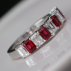 MANOR ROYAL: The Sarah - Lab grown ruby and diamond ring in 14k white gold