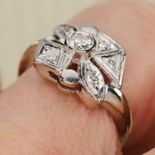 Load image into Gallery viewer, Vintage ring with diamonds in 14k white gold