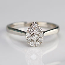 Load image into Gallery viewer, SPECIAL: Pear shape diamond cluster ring in 14k white gold