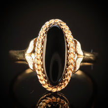 Load image into Gallery viewer, Oval black onyx vintage gold ring in yellow  gold by Manor Jewels