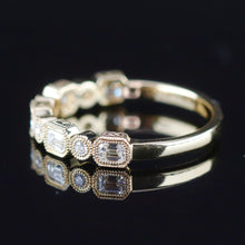 Load image into Gallery viewer, SALE!!  Emerald cut and round Diamond band in 14k yellow gold