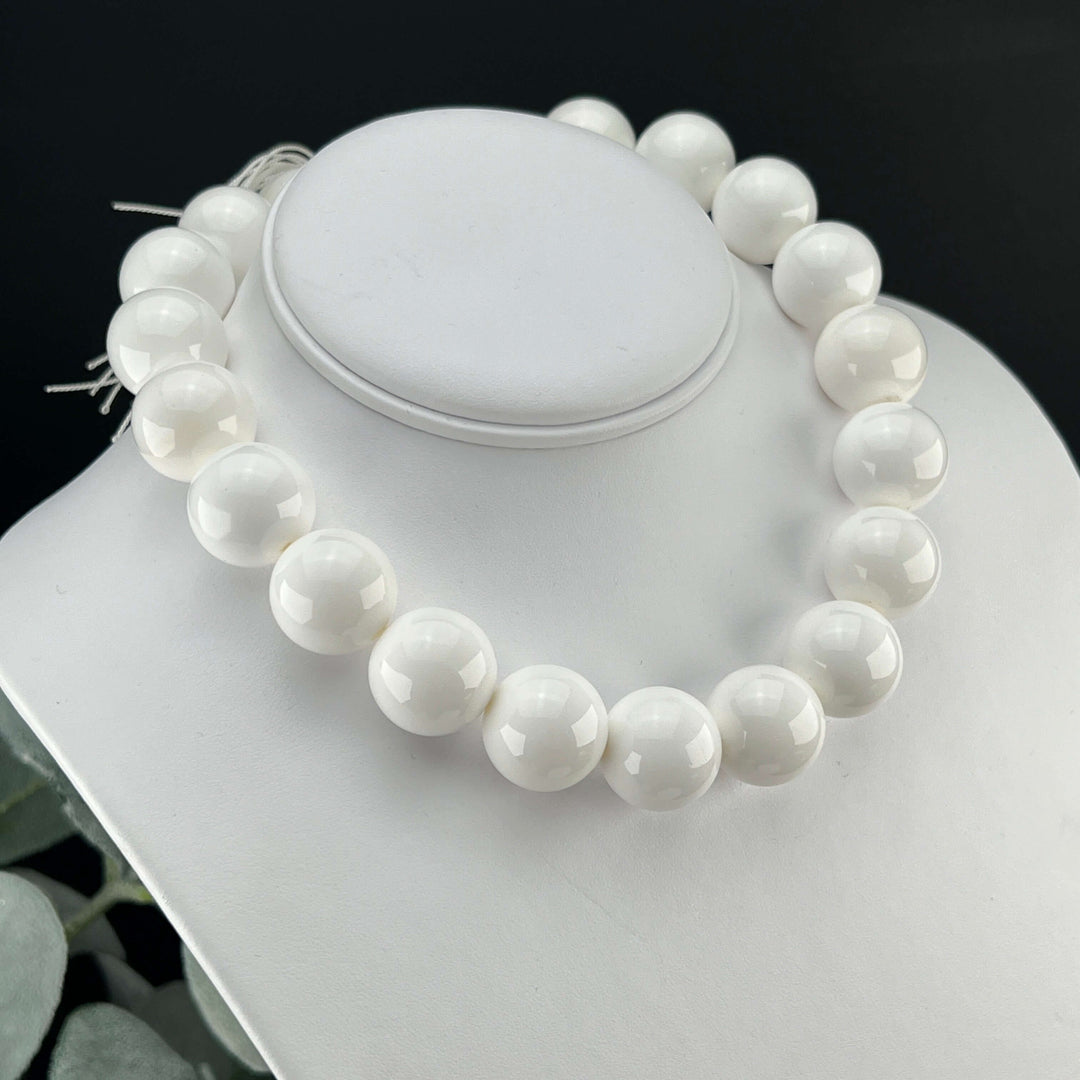 Large white glass bead hank