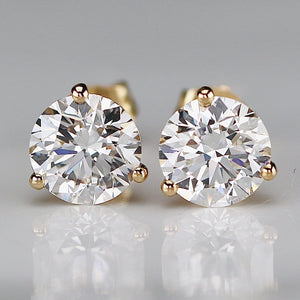 SPECIAL!  Lab grown 3.10ctw Diamond studs in 14k yellow gold