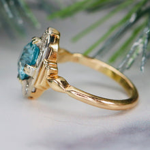 Load image into Gallery viewer, Find the perfect vintage blue zircon ring for any occasion on our website. Our antique blue zircon rings have been hand selected for quality and desirability.