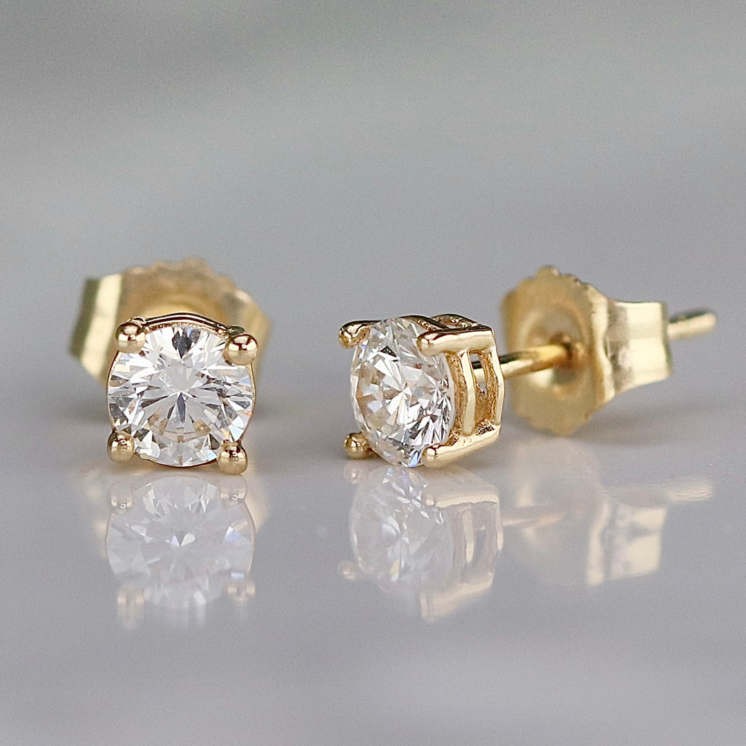 Dainty Lab grown approx .50ctw G-H/SI Diamond studs in 14k yellow gold