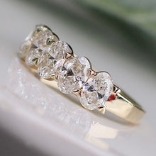 Load image into Gallery viewer, Lab grown 1.95ctw 5 stone oval diamond band ring in 14k yellow gold