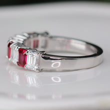 Load image into Gallery viewer, MANOR ROYAL: The Sarah - Lab grown ruby and diamond ring in 14k white gold