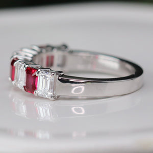 MANOR ROYAL: The Sarah - Lab grown ruby and diamond ring in 14k white gold