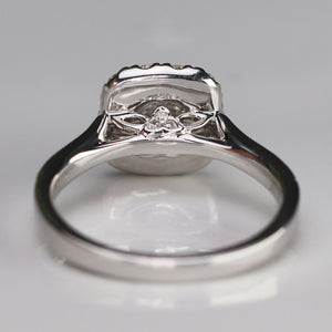 Lab grown diamond halo ring in 14k white gold