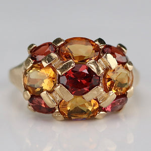 Vintage Citrine and garnet ring in yellow gold