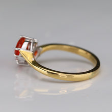 Load image into Gallery viewer, Estate fire opal and diamond ring in 18k yellow gold