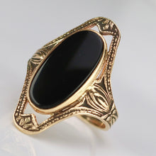 Load image into Gallery viewer, Classic onyx ring in a framed setting of yellow gold