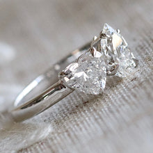 Load image into Gallery viewer, 2ctw lab grown toi et moi 2 stone diamond ring in 14k white gold