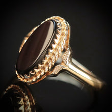 Load image into Gallery viewer, Oval black onyx vintage gold ring in yellow  gold by Manor Jewels