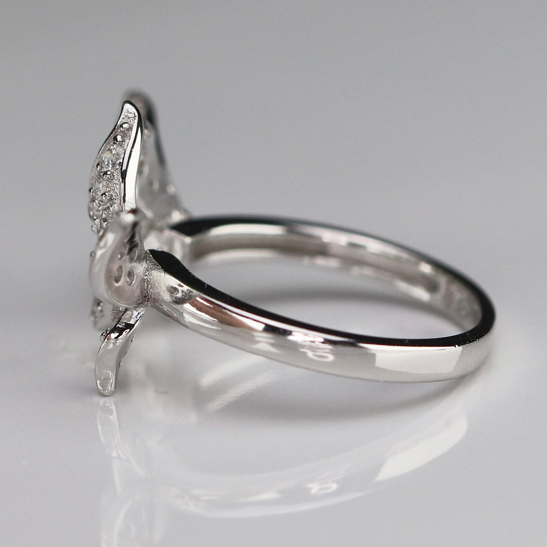 Sterling silver CZ double butterfly ring