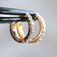 Load image into Gallery viewer, Lab Grown Diamond 10mm huggies in 14k yellow or white gold