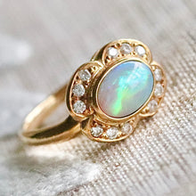 Load image into Gallery viewer, Estate Opal and diamond ring in 18k yellow gold