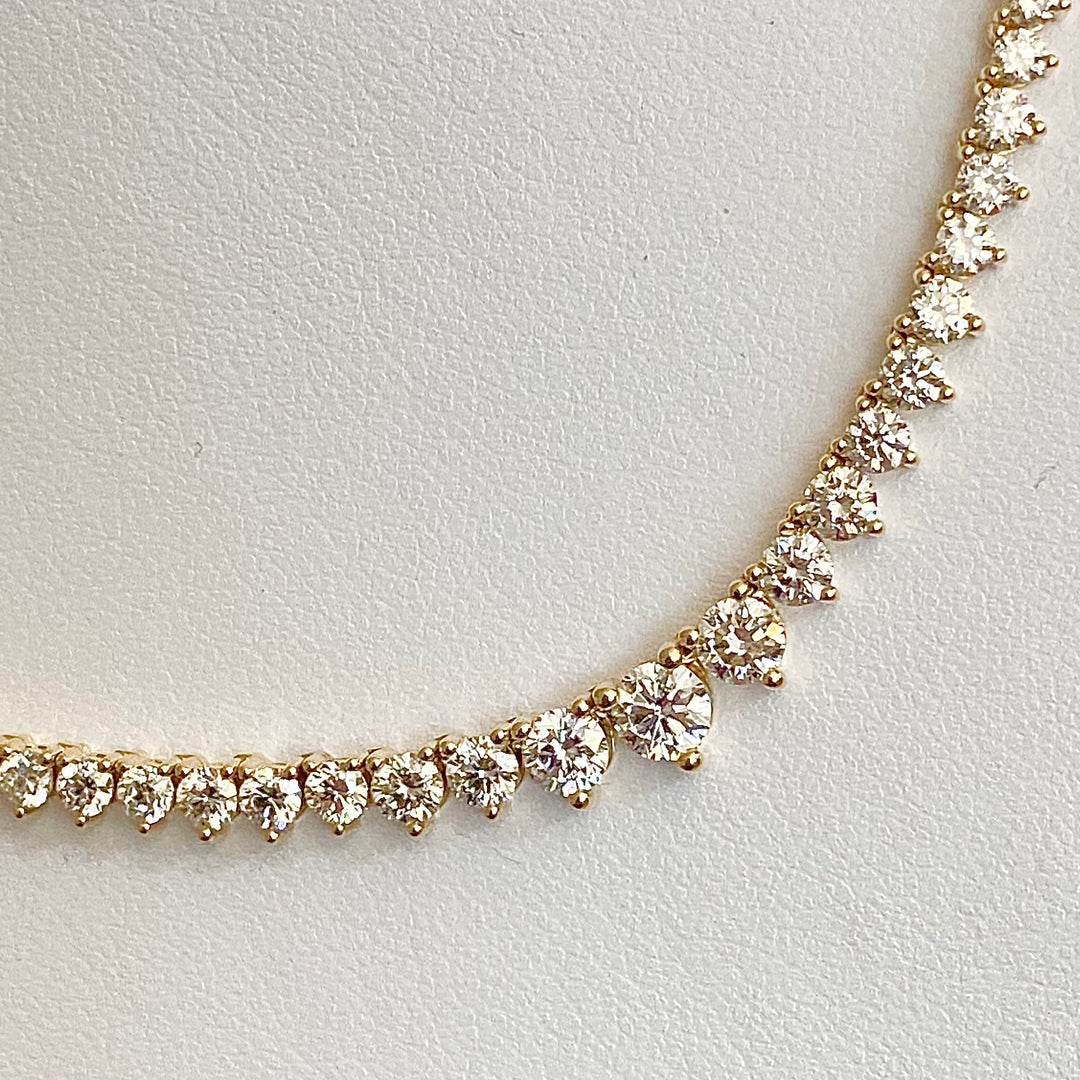 5.41ctw Lab Grown graduated diamond tennis necklace in 14k yellow gold