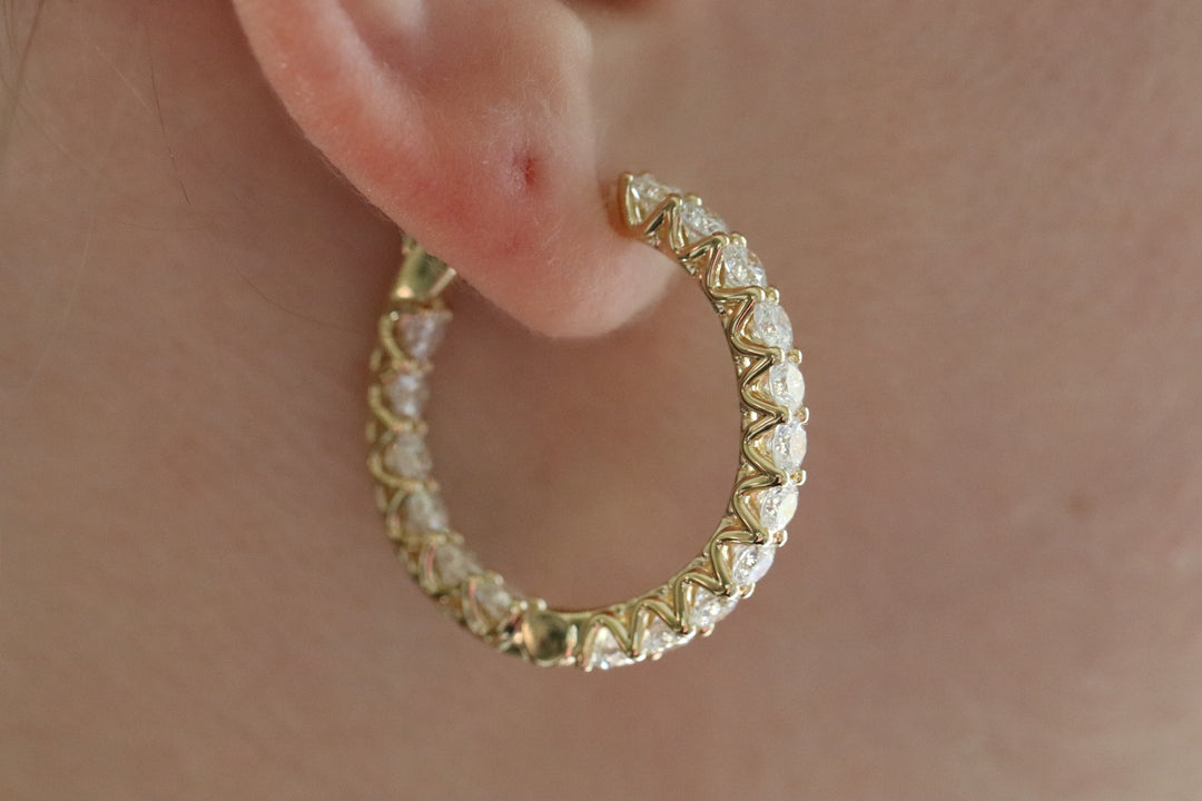 Lab Grown 5.67ctw diamond hoops in 14k yellow gold