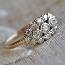 Load image into Gallery viewer, Vintage princess style single cut diamond ring in 14k yellow and white gold