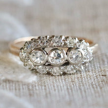 Load image into Gallery viewer, Vintage princess style single cut diamond ring in 14k yellow and white gold