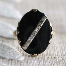 Load image into Gallery viewer, Vintage onyx and diamond ring in yellow gold