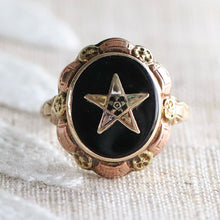 Load image into Gallery viewer, Vintage yellow gold eastern star onyx ring