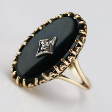 Load image into Gallery viewer, Classic vintage onyx and diamond ring in yellow gold