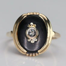 Load image into Gallery viewer, Vintage oval onyx and diamond ring in yellow gold