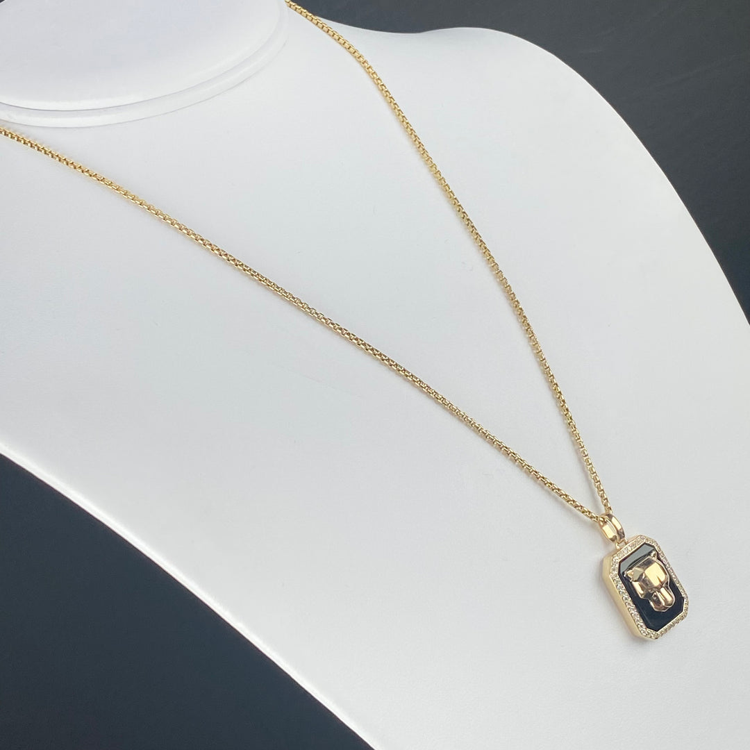 RESERVED: PAYMENT 1 OF 10: Onyx and diamond Panther necklace by Effy in 14k yellow gold