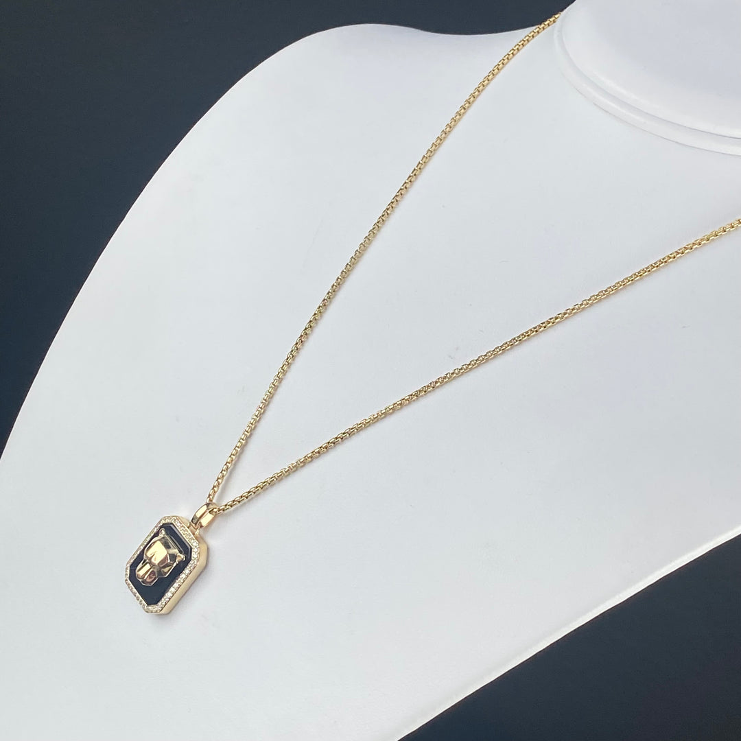 RESERVED: PAYMENT 1 OF 10: Onyx and diamond Panther necklace by Effy in 14k yellow gold