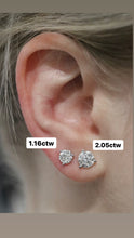 Load image into Gallery viewer, Lab grown 1.16ctw F-G/SI Diamond studs in 14k white gold