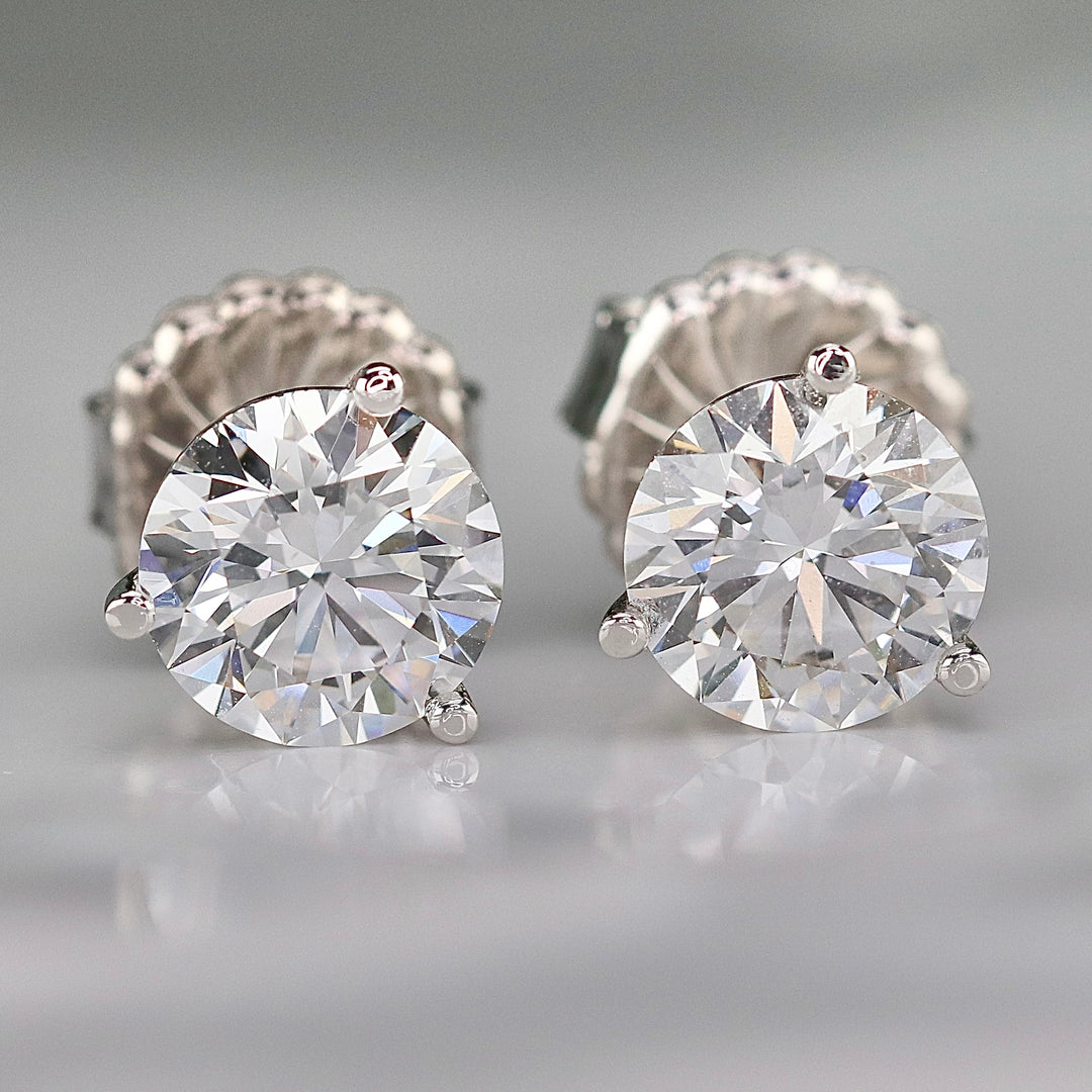 MADE TO ORDER: Lab grown 2+ctw F/VS certed Diamond studs in 14k yellow/white gold