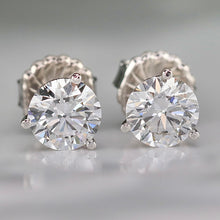 Load image into Gallery viewer, MADE TO ORDER: Lab grown 2+ctw F/VS certed Diamond studs in 14k yellow/white gold