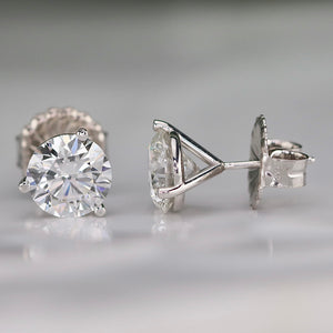 MADE TO ORDER: Lab grown 2+ctw F/VS certed Diamond studs in 14k yellow/white gold