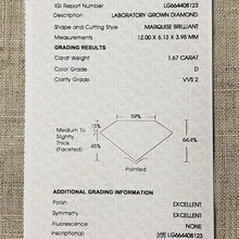 Load image into Gallery viewer, MANOR ROYAL: The Pippa - 1.67ct D/VVS2 Marquise lab grown diamond ring