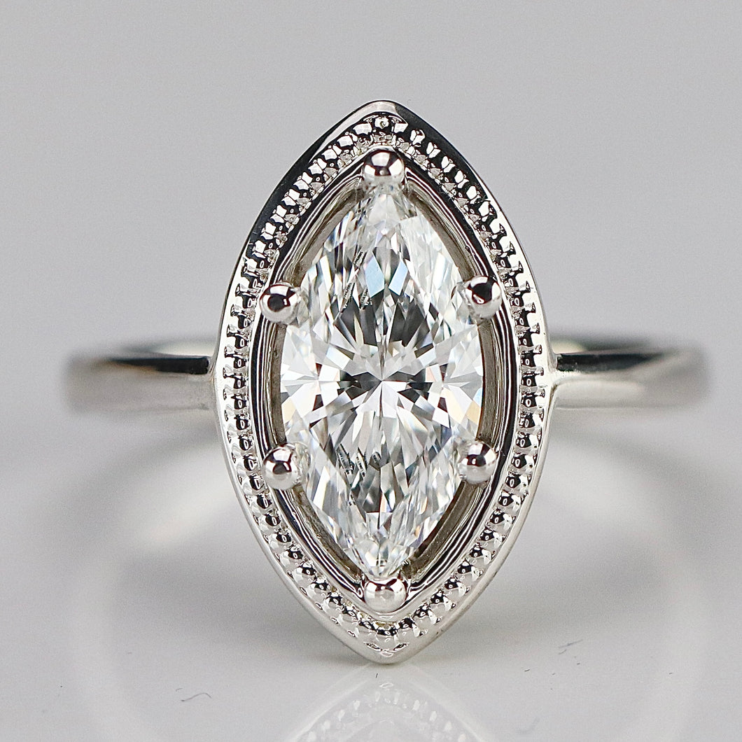 MANOR ROYAL: The Zara - 1.59ct Marquise lab grown diamond ring D/VS1 with IGI report